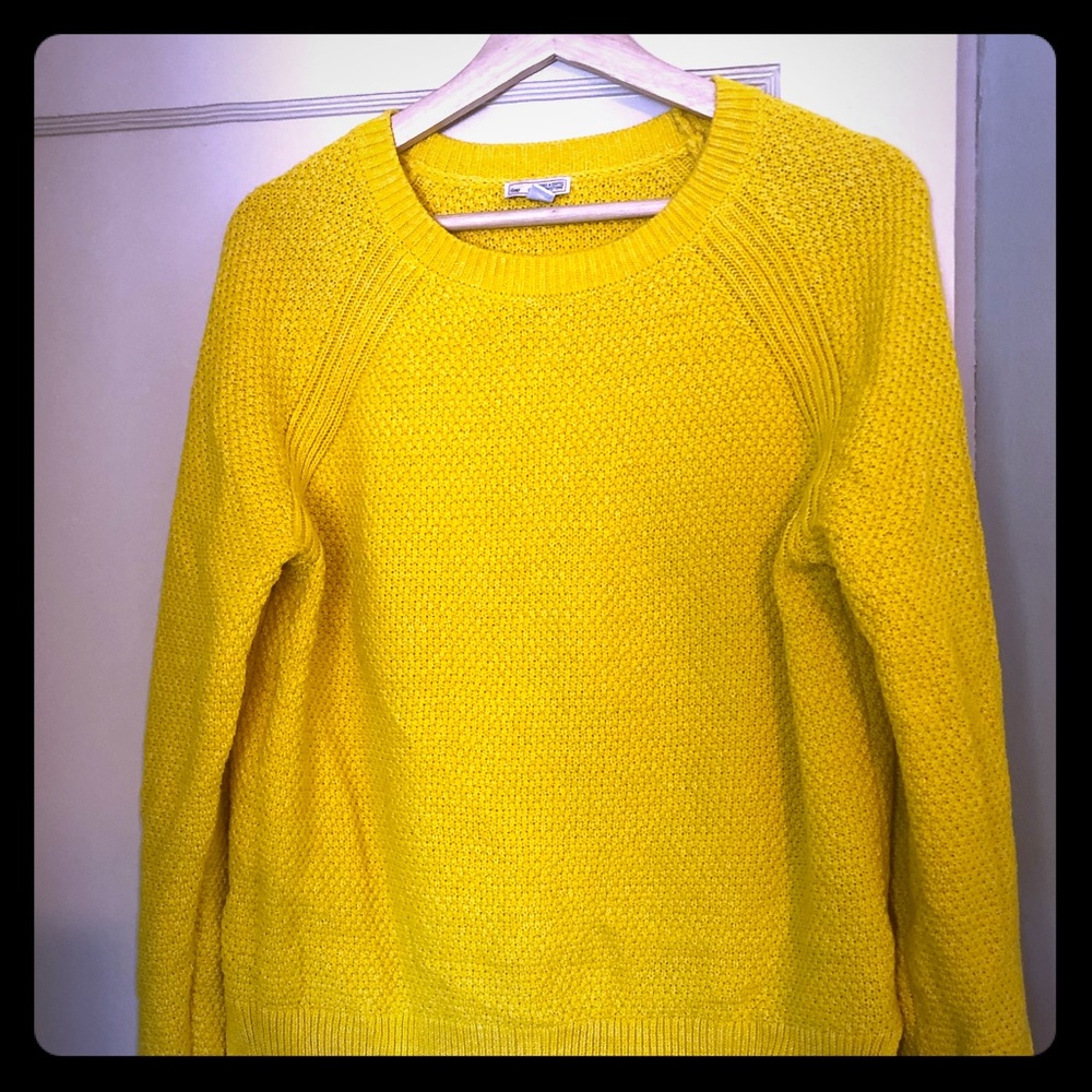 Yellow, open knit lightweight sweater